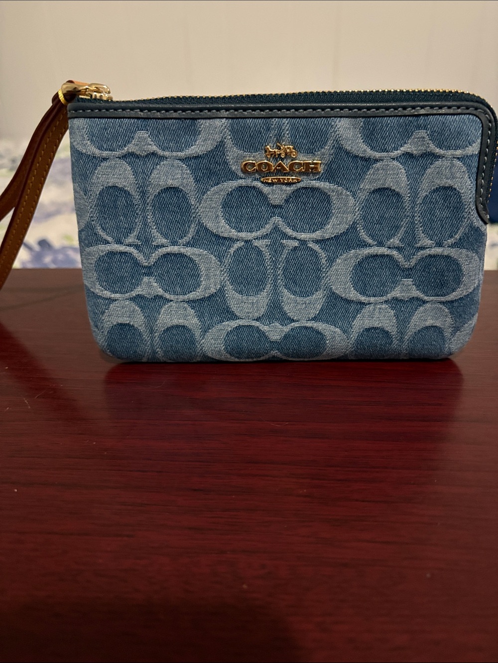 Coach Denim Signature Wristlet - nwt